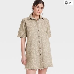 Universal Thread NWT Women's Tan Leopard Denim Dress